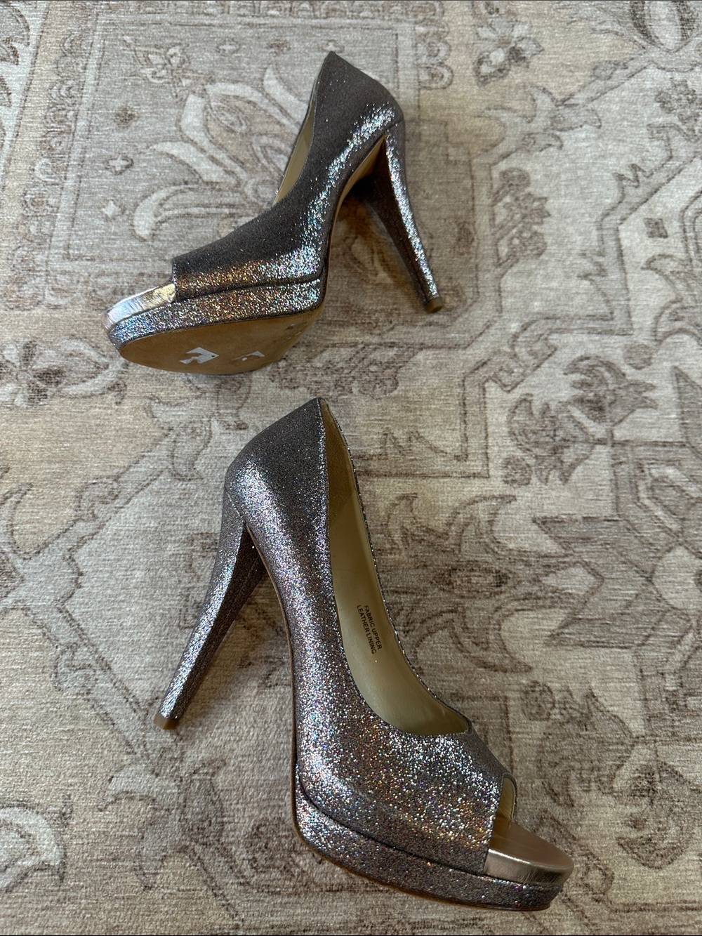 Vera Wang Lavender Peeptoe Glitter Heels - Picture 4 of 10